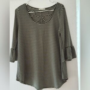 Reborn J Green and White Striped Blouse